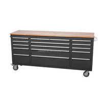 Armoire en métal noir de 72 pouces, 15 tiroirs à roulement à billes, roulettes robustes, capacité de charge de 800 kg, établi OEM pour mécaniciens, atelier, outils