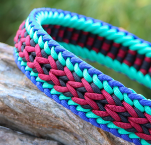 Nuevo Collar de Perro de Nailon Trenzado Hecho a Mano con Macramé, Collar de Paracord Trenzado Rojo y Azul, Collar Ajustable de Nailon para Mascotas - Product Image 3