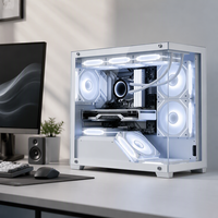 Boîtier PC de jeu blanc de taille moyenne avec panneau latéral en verre trempé pour ordinateur de bureau