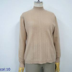 Échantillon de motif de câble à col haut 100% pull en cachemire nouveaux vêtements pour femmes en gros - Product Image 5