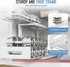 Étagères à épices de cuisine modernes à double niveau en acier au carbone de haute qualité, anti-corrosion, multi-usages, tiroirs coulissants pour armoires - Product Image 2