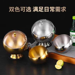 Stainless Steel Spherical Condiment Bowl With <b>Lid</b> 14cm For Buffet And Hot <b>Pot</b> Restaurants - Product Image 4