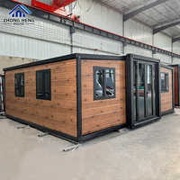 Maison conteneur extensible personnalisée à double aile de 20 pieds et 40 pieds, Villa préfabriquée à 1, 2, 3, 4 ou 5 chambres, Maison mobile pliable à panneaux sandwich