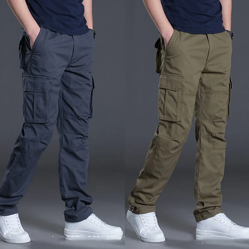 Pantaloni Cargo da uomo pantaloni Casual Multi tasche da uomo di grandi dimensioni pantaloni da uomo Outwear dritti invernali pantaloni