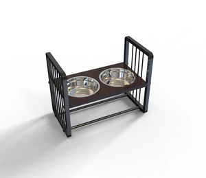 Tempat makan cangkir minum hewan peliharaan, bahan kayu portabel luar ruangan dengan mangkuk stainless steel dan dudukan untuk anjing dan kucing - Product Image 5