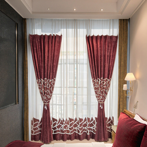 Rideaux occultants classiques en polyester tissé de haute qualité pour toutes saisons, avec bande de fixation, élégants, unis, personnalisables, et cantonnières lumineuses - Product Image 3