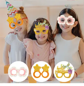 Novità colorata carta hawaiana occhiali per bambini e adulti divertente festa foto Booth oggetti di scena per feste hawaiane forniture per feste