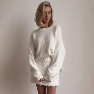 H-8274 New Brocade Sweater Fashion Elegant <strong>Graceful</strong> Round Neck Knitted <strong>Pullover</strong> - Product Image 4