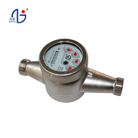Contador de agua multiprotuberancia de acero inoxidable 304 DN 15 IP68 para agua fría, horizontal, doméstico, submedición, OEM, precisión Clase 2