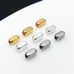 ลูกปัดทองแดงชุบทองคำขาวขนาดกลางสำหรับทำเครื่องประดับ DIY - Product Image 1