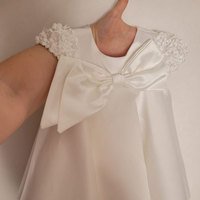 Robe Tutupetti Courte Formelle de Luxe pour Demoiselle d'honneur, Longueur Genou, Motifs Floraux 3D, Manches Bouffantes, Nœud en Satin, Respirante, Taille Haute