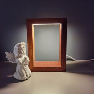 Estatua de Ángel, estatua de madera de estilo religioso, luz de decoración, lámpara de mesa de madera con estatua de resina para el hogar y la Iglesia - Product Image 4