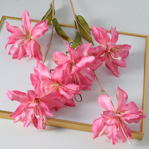 Flor de Lirio de <span class=keywords><strong>Seda</strong></span> Artificial de 3 Cabezas, Decoración de Simulación para Bodas, Salón, Hogar, Sala de Estar, Accesorios para Fotografía, Venta al por Mayor de Fábrica China - Product Image 2