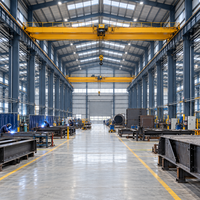 Bâtiment d'atelier préfabriqué à double travée en structure métallique lourde avec système de pont roulant