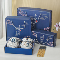 Bol en céramique à impression colorée et logo personnalisé vaisselle bols à soupe et salade de riz coffret cadeau de vaisselle de fête en porcelaine