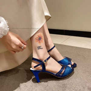 Summer New Arrival Fashion Thin Heel Fish Mouth <b>Sequin</b> High Heels Women's Fashion Fairy Medium Heel Buckle - Product Image 5