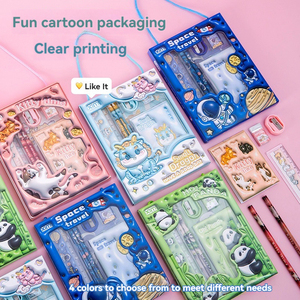 סט כלי כתיבה לילדים 61 חלקים, תלת מימדי, מצויר, מתנה לבית ספר יסודי, סט עפרונות - Product Image 5