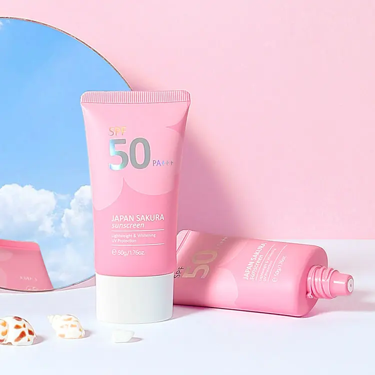 Sakura — crème solaire éclaircissante pour visage et corps, SPF50 +, fraîche, imperméable, anti-UV, correcteur, hydratant et éclaircissant