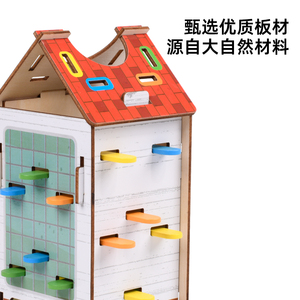 Montessori 3-in-1 Wooden Stick Game House Shape Color Sorting & Recognition Wooden Toys for Kids Fine Motor Skills Development - Product Image 3