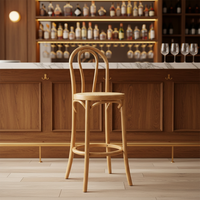 Tabouret de bar haut design en rotin tressé pour cuisine, jardin et extérieur, en bois, pour comptoir de salle à manger