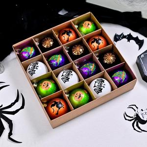 Set de Adornos Colgantes para Árbol de Halloween, Bolas Fantasma Pintadas con Efecto Galvanizado de 6cm, Decoración de Calabaza y Esqueleto Oscuro, para Exportación - Product Image 3