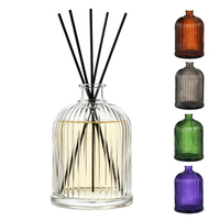 Bouteille diffuseur à roseaux côtelée verticale esthétique de 1000 ml avec bâtonnets en fibre, pot en verre écologique de 1 L pour parfum