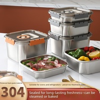 Contenants de stockage alimentaire en acier inoxydable 304, couvercle hermétique, anti-fuite, boîte à lunch portable pour la conservation des aliments, réfrigérateur, sûr