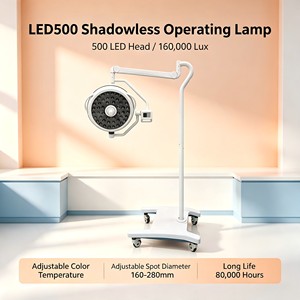 Lampe d'examen LED à 5 ampoules <span class=keywords><strong>EUR</strong></span> VET, lampe chirurgicale mobile sur pied, hauteur réglable pour clinique vétérinaire, hôpital - Product Image 2