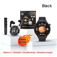 Reloj Inteligente D21 Watch 4 Set con Auriculares 2 en 1, Correas Dobles, Reloj Redondo para Hombre, Ideal para Regalo