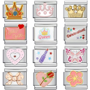 Abalorios Modulares de Acero Inoxidable con Diseños de Princesa, Reina, Niña, Corona, Corazón, Lazo, Mariposa, Rosa y Lápiz Labial, Regalo para Niñas - Product Image 2