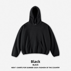 DY049A <b>Men's</b> INS Oversized Hoodie Autumn Winter Cross-Border Short Wide Style Upgraded Kanye Hooded Collar 100% Cotton Solid - Product Image 6