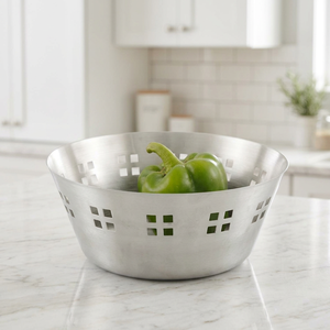 Panier à légumes en acier inoxydable avec trous carrés pour le stockage des aliments, design simple, récipient en métal écologique - Product Image 6