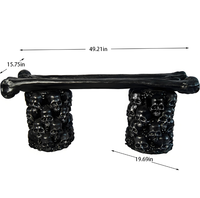 Banc gothique Tête de Mort et Os – Banc décoratif en résine pour Halloween, maison hantée, maison gothique et jardin extérieur