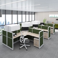 Table de bureau modulaire moderne de haute qualité pour 2, 4 ou 6 postes, mobilier de bureau, poste de travail pour personnel, avec tiroirs, cloisons et câblage intégré