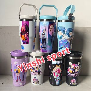 Niet Moq Aangepaste Anime Huntrix <span class=keywords><strong>K</strong></span> Pop Heksenjacht Team Kpop Demonenjagers Met Deksel Stro Gloed In De Donkere Theromos 20Oz 40Oz - Product Image 1