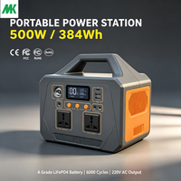 Station d'alimentation portable 500W 384Wh LiFePO4, générateur solaire, alimentation de secours pour le camping, la maison et l'extérieur