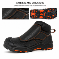 Bottes de sécurité avec protection métatarsienne en acier, en cuir de vachette gaufré, pour le soudage, semelle en caoutchouc PU, chaussures industrielles, vente en gros OEM