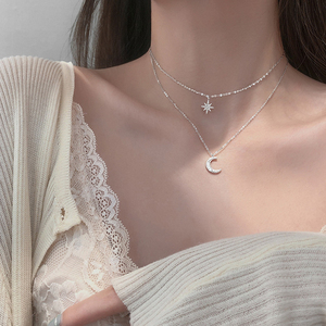 Hete Verkoop Delicate Maan Ketting Glanzende Sterren Gelaagde Hanger Choker Verjaardagsfeestje Geschenken Mode Vrouwen - Product Image 1