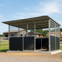 Box à chevaux portable d'extérieur, ensemble de boxes pour chevaux avec structure en acier, porte à charnières, abri de toit pour grange, panneaux HDPE 2x3m
