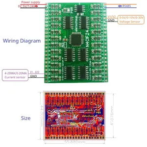 Convertidor de voltaje de corriente de 24 canales a RS485, CC, 5V, 12V, 24V, 4-20MA, 0-30V, Colección ADC para SCADA DCS MES RTU PLC HMI