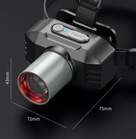 Lampe frontale portable universelle de haute qualité, rechargeable par Type-C, avec batterie lithium 18650 intégrée de 1200 mAh