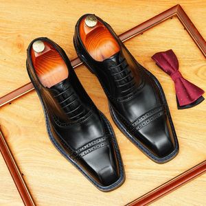 Chaussures Oxford pour hommes, style italien, en cuir véritable, à lacets, faites à la main, pour les occasions spéciales, bout pointu, respirantes, antidérapantes, légères - Product Image 6