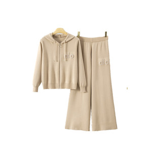 Completo Sportivo Casual da Donna Due Pezzi in Stile Europeo Autunno Inverno Maglione alla <span class=keywords><strong>Moda</strong></span> con Lettere in Rilievo <span class=keywords><strong>e</strong></span> Pantaloni a Gamba Larga - Product Image 5