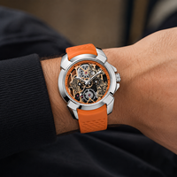 Reloj deportivo de cuarzo para hombre con diseño hueco, caja de aleación de 44 mm, puntero grande, correa de silicona, resistente al agua 30M