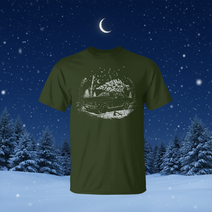 Camiseta clásica con diseño de árbol de Navidad en el techo, para adultos, unisex, verde - Product Image 3