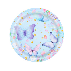 Juego de Vajilla DAMAI con Diseño de Mariposas Azules para Baby Shower o Fiesta de Cumpleaños de Niña, Incluye Platos, Vasos y Servilletas de Papel - Product Image 6