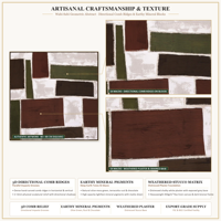 Peinture murale abstraite moderne à blocs de couleurs avec cadre en bois, tons clairs vert et marron, décoration intérieure pour mariage
