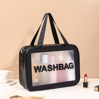 Sac de toilette et de maquillage transparent en PVC imperméable, unisexe, pour voyage