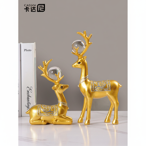 ตู้วางทีวีสไตล์ศิลปะพื้นบ้านลายกวางนำโชค งานเรซิ่นสร้างสรรค์ ชั้นวางไวน์ สำหรับตกแต่งบ้าน ห้องนั่งเล่น ของขวัญขึ้นบ้านใหม่ - Product Image 1