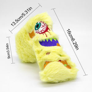 Dernier design, housse de putter de golf en peluche jaune avec logo brodé personnalisé, motif monstres - Product Image 4
